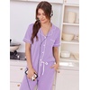 Ekouaer Women Pajama Set Short Sleeve Button Down Pjs with Jogger Pants(Light Purple)