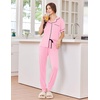 Ekouaer Women Pajama Set Short Sleeve Button Down Pjs with Jogger Pants(Pink)