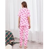 Ekouaer Women Pajama Set Short Sleeve Button Down Pjs with Jogger Pants(Pink Bow)