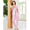 Ekouaer Women Pajama Set Short Sleeve Button Down Pjs with Jogger Pants(Pink Stripe Heart)