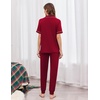 Ekouaer Women Pajama Set Short Sleeve Button Down Pjs with Jogger Pants(Wine Red)