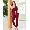 Ekouaer Women Pajama Set Short Sleeve Button Down Pjs with Jogger Pants(Wine Red)