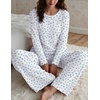 Ekouaer Women’s Long Sleeve Pajama Set Cozy 2 Piece PJS Matching Sleepwear(Blue Floral)