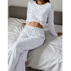 Ekouaer Women’s Long Sleeve Pajama Set Cozy 2 Piece PJS Matching Sleepwear(Blue Floral)