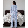 Ekouaer Women’s Long Sleeve Pajama Set Cozy 2 Piece PJS Matching Sleepwear(Cherry Blue)