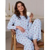 Ekouaer Women’s Long Sleeve Pajama Set Cozy 2 Piece PJS Matching Sleepwear(Cherry Blue)