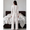 Ekouaer Women’s Long Sleeve Pajama Set Cozy 2 Piece PJS Matching Sleepwear(Cherry White)