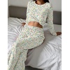 Ekouaer Women’s Long Sleeve Pajama Set Cozy 2 Piece PJS Matching Sleepwear(Floral)