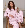 Ekouaer Women’s Long Sleeve Pajama Set Cozy 2 Piece PJS Matching Sleepwear(Flower Bow)