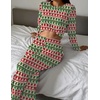 Ekouaer Women’s Long Sleeve Pajama Set Cozy 2 Piece PJS Matching Sleepwear(Gingerbread Men)
