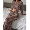 Ekouaer Women’s Long Sleeve Pajama Set Cozy 2 Piece PJS Matching Sleepwear(Leopard)