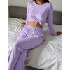 Ekouaer Women’s Long Sleeve Pajama Set Cozy 2 Piece PJS Matching Sleepwear(Lilac)