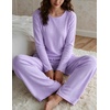Ekouaer Women’s Long Sleeve Pajama Set Cozy 2 Piece PJS Matching Sleepwear(Lilac)