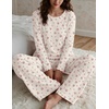 Ekouaer Women’s Long Sleeve Pajama Set Cozy 2 Piece PJS Matching Sleepwear(Little Flower)