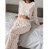 Ekouaer Women’s Long Sleeve Pajama Set Cozy 2 Piece PJS Matching Sleepwear(Little Flower)
