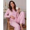 Ekouaer Women’s Long Sleeve Pajama Set Cozy 2 Piece PJS Matching Sleepwear(Pink)