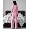 Ekouaer Women’s Long Sleeve Pajama Set Cozy 2 Piece PJS Matching Sleepwear(Pink)