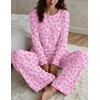 Ekouaer Women’s Long Sleeve Pajama Set Cozy 2 Piece PJS Matching Sleepwear(Pink Bow)