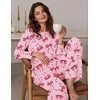 Ekouaer Women’s Long Sleeve Pajama Set Cozy 2 Piece PJS Matching Sleepwear(Red Bow)