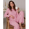 Ekouaer Women’s Long Sleeve Pajama Set Cozy 2 Piece PJS Matching Sleepwear(Rose Floral)