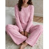 Ekouaer Women’s Long Sleeve Pajama Set Cozy 2 Piece PJS Matching Sleepwear(Striped Bow)