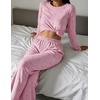 Ekouaer Women’s Long Sleeve Pajama Set Cozy 2 Piece PJS Matching Sleepwear(Striped Bow)