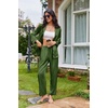 Ekouaer Womens Pajama Sets Satin Silk Pjs Long Sleeve Button Down Sleepwear(Army Green)