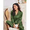 Ekouaer Womens Pajama Sets Satin Silk Pjs Long Sleeve Button Down Sleepwear(Army Green)