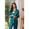 Ekouaer Womens Pajama Sets Satin Silk Pjs Long Sleeve Button Down Sleepwear(Blue Green)