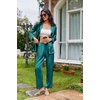 Ekouaer Womens Pajama Sets Satin Silk Pjs Long Sleeve Button Down Sleepwear(Blue Green)