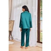 Ekouaer Womens Pajama Sets Satin Silk Pjs Long Sleeve Button Down Sleepwear(Blue Green)