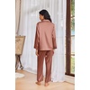 Ekouaer Womens Pajama Sets Satin Silk Pjs Long Sleeve Button Down Sleepwear(Brown)