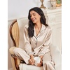 Ekouaer Womens Pajama Sets Satin Silk Pjs Long Sleeve Button Down Sleepwear(Champagne)
