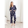 Ekouaer Womens Pajama Sets Satin Silk Pjs Long Sleeve Button Down Sleepwear(Christmas Blue)