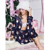 Ekouaer Womens Pajama Sets Satin Silk Pjs Long Sleeve Button Down Sleepwear(Christmas Blue)
