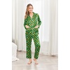 Ekouaer Womens Pajama Sets Satin Silk Pjs Long Sleeve Button Down Sleepwear(Christmas Green)