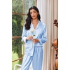 Ekouaer Womens Pajama Sets Satin Silk Pjs Long Sleeve Button Down Sleepwear(Clear Blue)