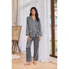 Ekouaer Womens Pajama Sets Satin Silk Pjs Long Sleeve Button Down Sleepwear(Dark Grey)