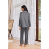 Ekouaer Womens Pajama Sets Satin Silk Pjs Long Sleeve Button Down Sleepwear(Dark Grey)