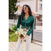 Ekouaer Womens Pajama Sets Satin Silk Pjs Long Sleeve Button Down Sleepwear(Deep Green)