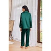 Ekouaer Womens Pajama Sets Satin Silk Pjs Long Sleeve Button Down Sleepwear(Deep Green)
