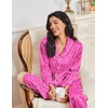 Ekouaer Womens Pajama Sets Satin Silk Pjs Long Sleeve Button Down Sleepwear(Hot Pink Leopard)