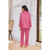 Ekouaer Womens Pajama Sets Satin Silk Pjs Long Sleeve Button Down Sleepwear(Love Striped Hot Pink)