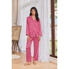 Ekouaer Womens Pajama Sets Satin Silk Pjs Long Sleeve Button Down Sleepwear(Love Striped Hot Pink)
