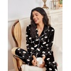 Ekouaer Womens Pajama Sets Satin Silk Pjs Long Sleeve Button Down Sleepwear(Martini Drinks Black)