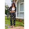 Ekouaer Womens Pajama Sets Satin Silk Pjs Long Sleeve Button Down Sleepwear(Martini Drinks Black)