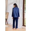 Ekouaer Womens Pajama Sets Satin Silk Pjs Long Sleeve Button Down Sleepwear(Navy Blue)