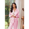 Ekouaer Womens Pajama Sets Satin Silk Pjs Long Sleeve Button Down Sleepwear(Pink)