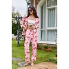 Ekouaer Womens Pajama Sets Satin Silk Pjs Long Sleeve Button Down Sleepwear(Pink Bow)