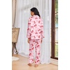Ekouaer Womens Pajama Sets Satin Silk Pjs Long Sleeve Button Down Sleepwear(Pink Bow)